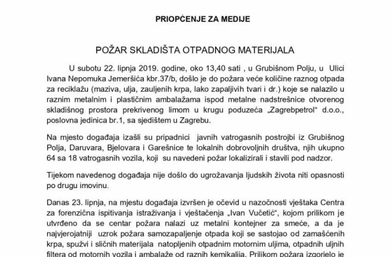 Bjelovar - grad-bjelovar.com - PRIOPĆENJE ZA MEDIJE