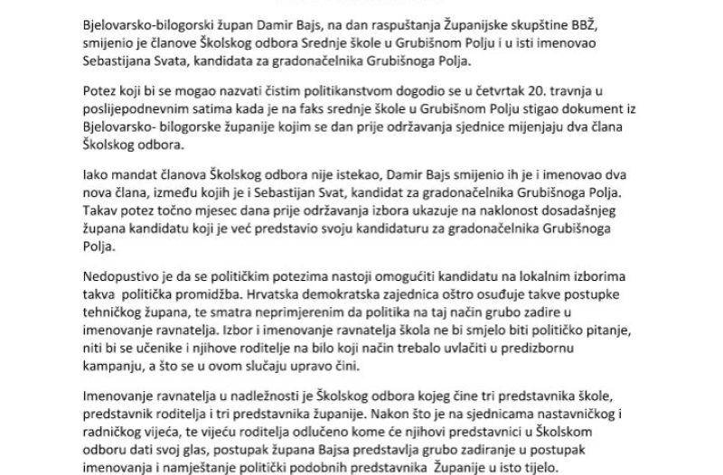 Bjelovar - grad-bjelovar.com - PRIOPĆENJE ZA MEDIJE